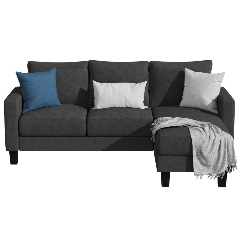 Homall Convertible Sectional Sofa Couch, Modern Linen Fabric L-Shaped Couch 3-Seat Sofa Sectional with Reversible Chaise for Small Living Room, Apartment and Small Space, Light Gray