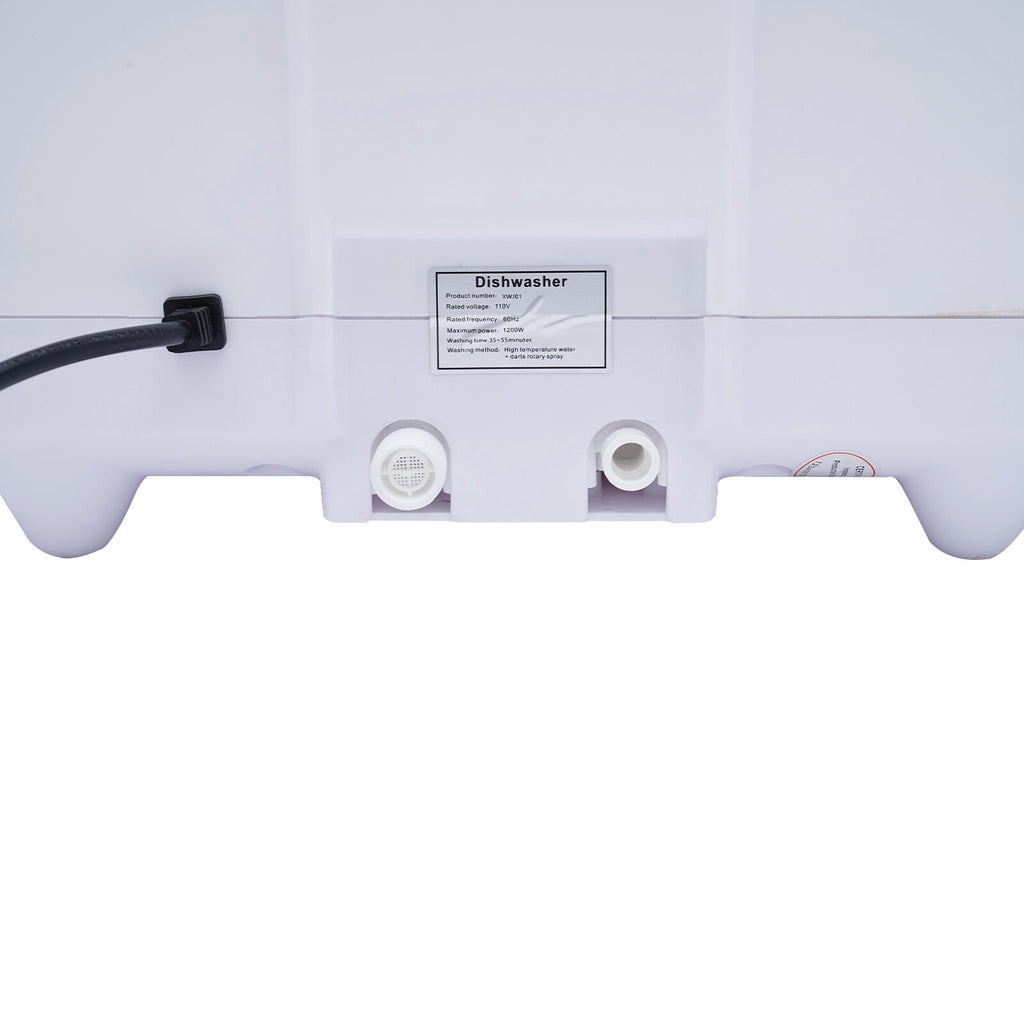FOGGBET 110V 1200W Portable Countertop Dishwasher with 12 Water Outlets and 360° Rotation Flushing & Hose Connection 3-in-1 Function,15.74*15.74*17.71in,with 5L Water Tank,  for Homes, Apartments