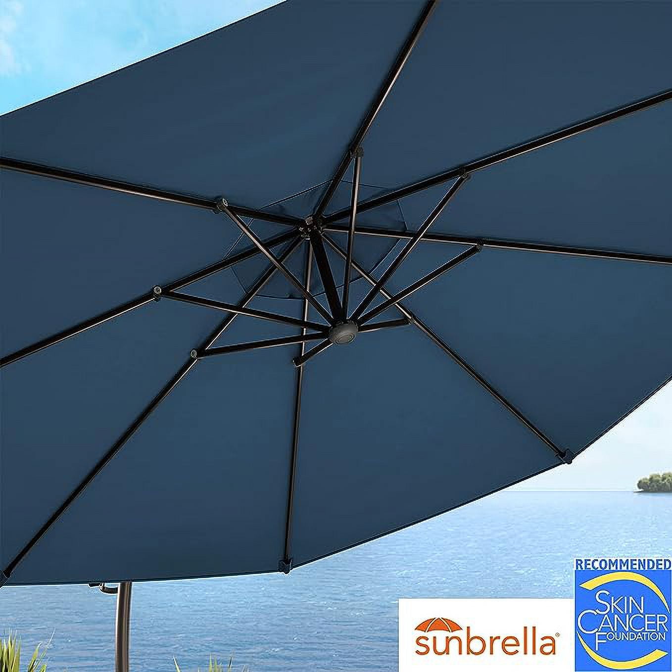 GRANDPATIO 12 ft Deluxe Aluminium Patio Umbrella with Base, Large Offset Outdoor Umbrella, Navy Blue
