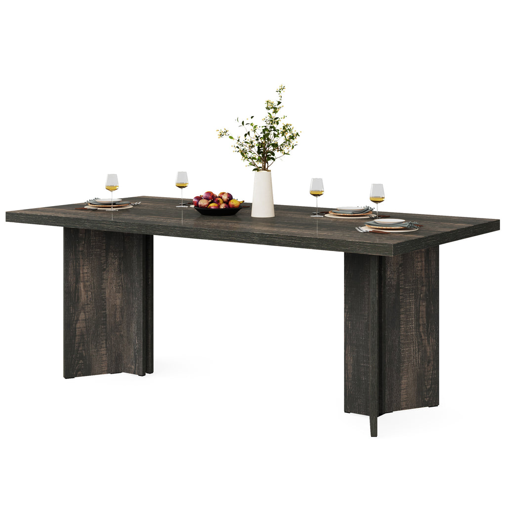 Fnova 63 Rectangular Modern Dining Table, Wooden Modern Kitchen Table for 6 People for Dining Room, Warm Brown (Chairs Not Included)