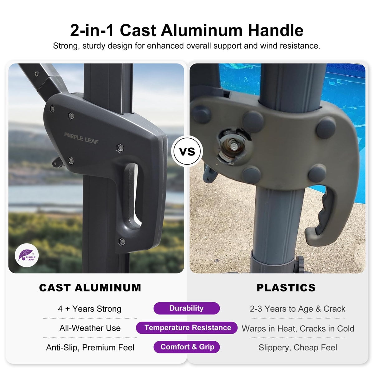 PURPLE LEAF 9x11.5 Ft Cantilever Umbrella Rectangle Outdoor Patio Umbrella Large Offset Hanging Umbrella Aluminum Umbrella with 360°Rotation Adjustable Garden Pool Umbrella,Turquoise Blue