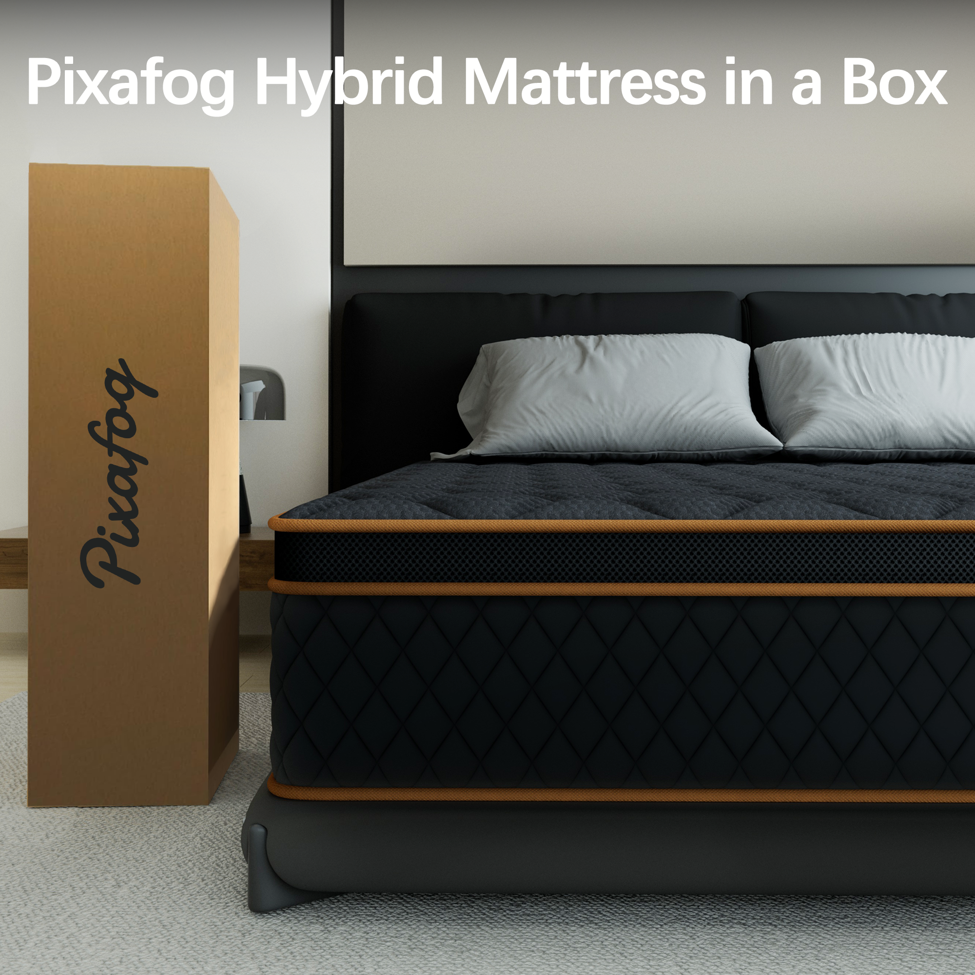 Mronae 12 Full Mattress,Black Cooling Gel Memory & Spring Hybrid Medium Comfort Full Size Mattress in a Box,Audlt,CertiPUR-US
