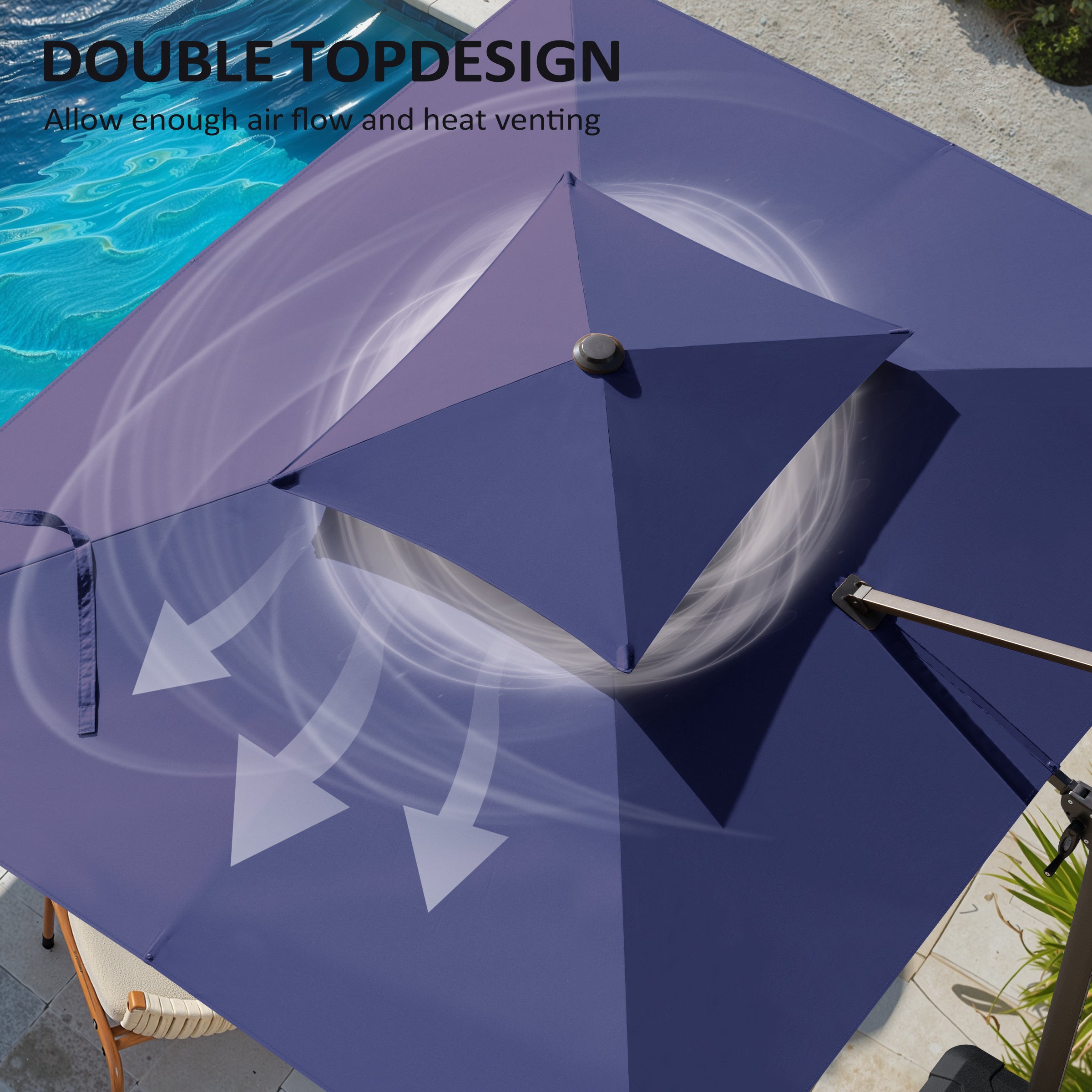 Pellebant 9' X 11' Patio Umbrella Outdoor Rectangle Umbrella Large Cantilever Umbrella Windproof Offset Heavy Duty Sun for Garden Deck Pool Patio