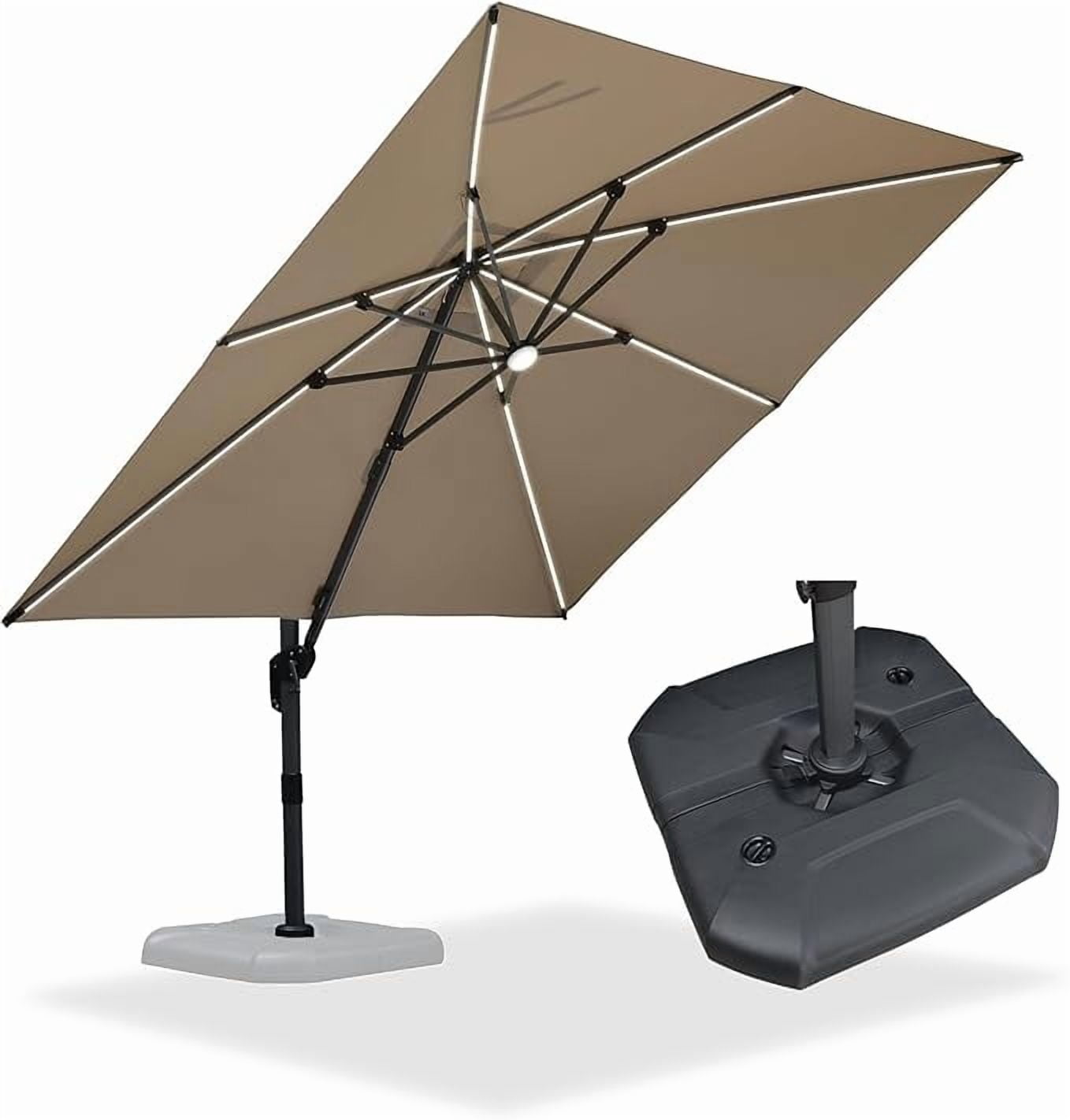 PURPLE LEAF 10x10 Ft Cantilever Umbrella Square Outdoor Patio Umbrella Large Offset Hanging Umbrella Aluminum Umbrella with 360°Rotation Adjustable Garden Pool Umbrella,Gray