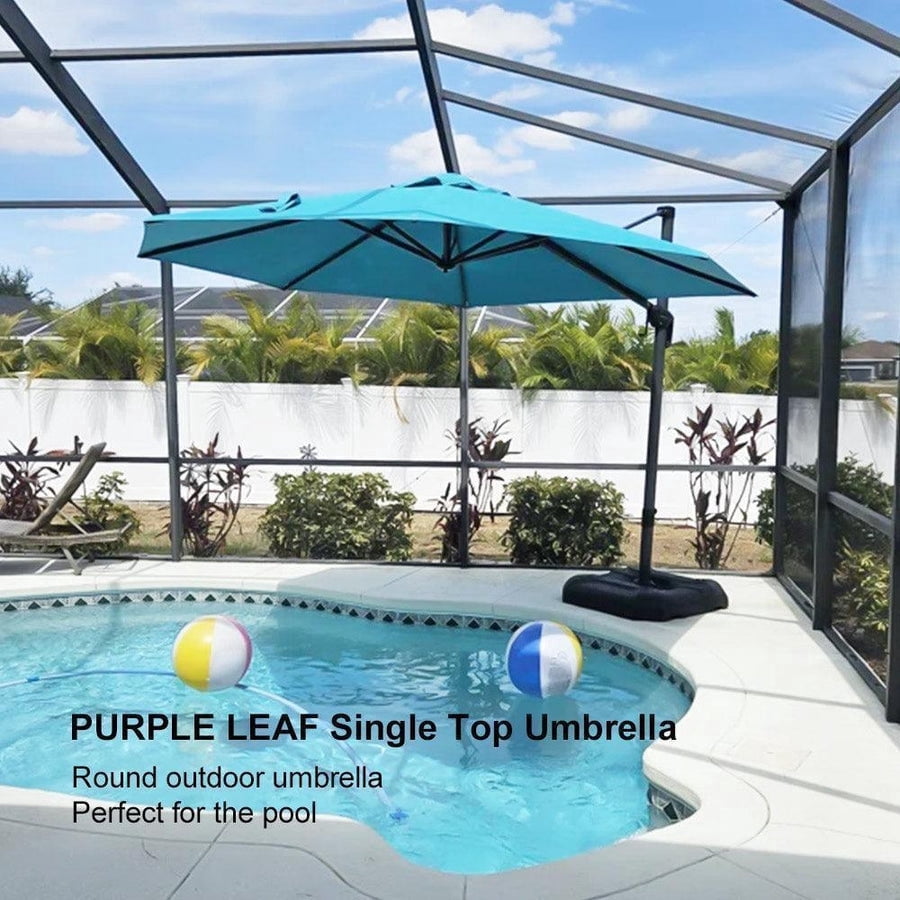 PURPLE LEAF 9x11.5 Ft Cantilever Umbrella Rectangle Outdoor Patio Umbrella Large Offset Hanging Umbrella Aluminum Umbrella with 360°Rotation Adjustable Garden Pool Umbrella,Turquoise Blue