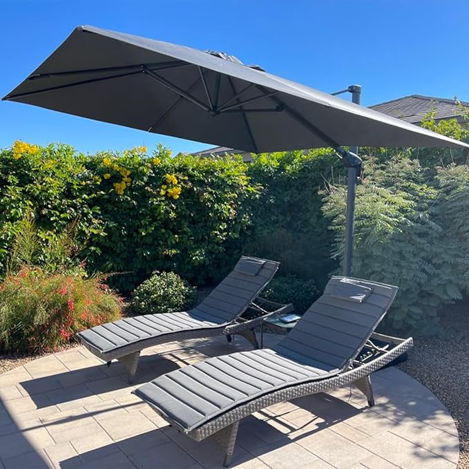 PURPLE LEAF 9x11.5 Ft Cantilever Umbrella Rectangle Outdoor Patio Umbrella Large Offset Hanging Umbrella Aluminum Umbrella with 360°Rotation Adjustable Garden Pool Umbrella,Turquoise Blue