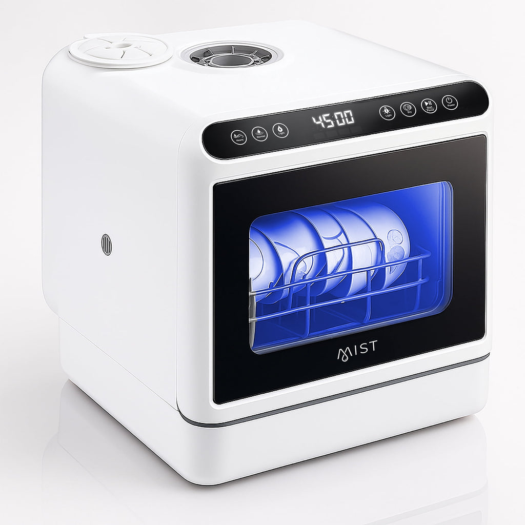 Mist Portable Countertop Dishwasher with 4 Washing Programs and 360° Dual Spray