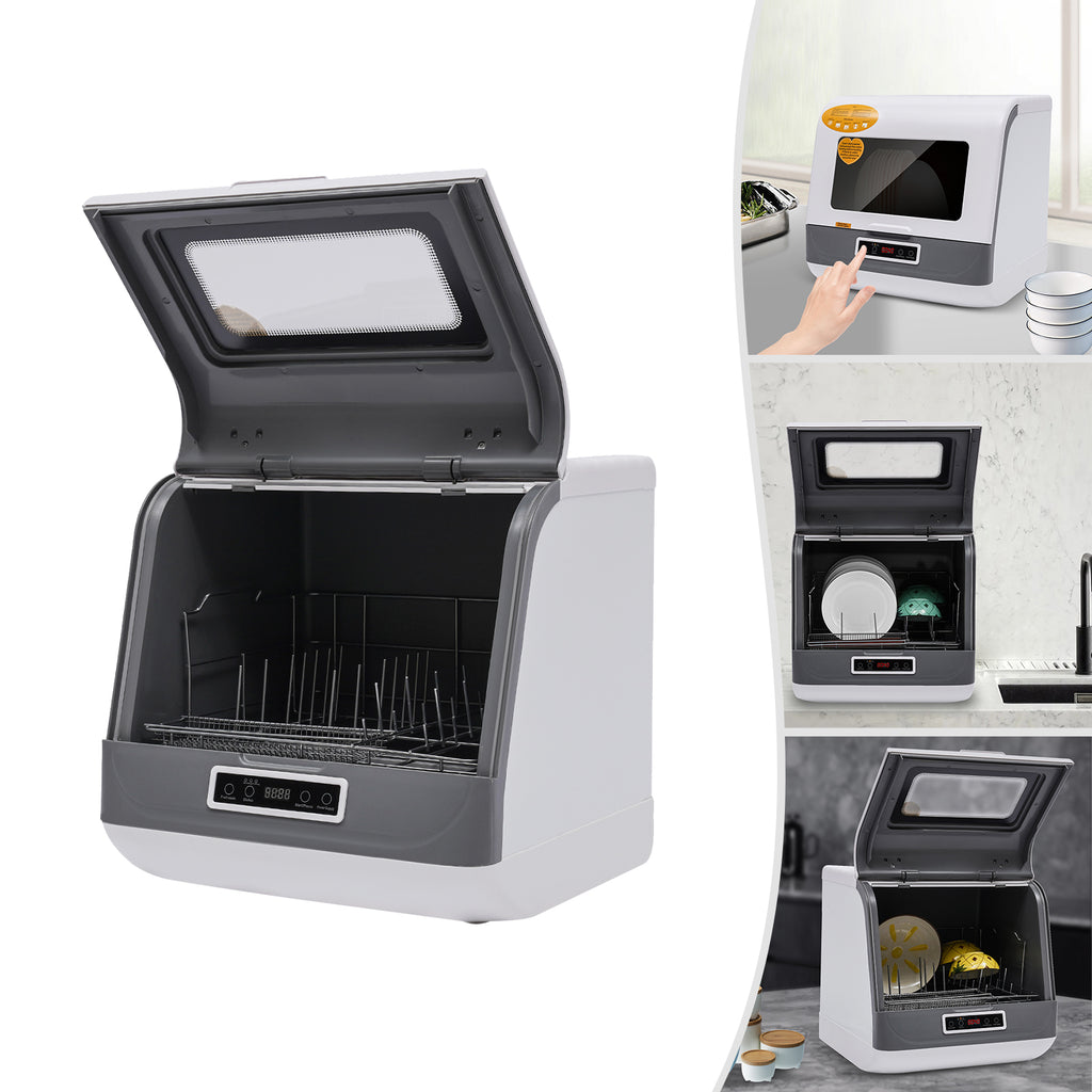 110V 800W Countertop Dishwasher with 3 Wash Modes ,Stainless Steel Portable Mini Dishwasher,Space-Saving,Ideal for Small Kitchens & RVs