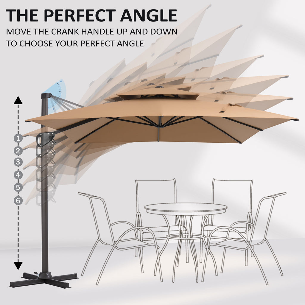 Pellebant 9' X 11' Patio Umbrella Outdoor Rectangle Umbrella Large Cantilever Umbrella Windproof Offset Heavy Duty Sun for Garden Deck Pool Patio