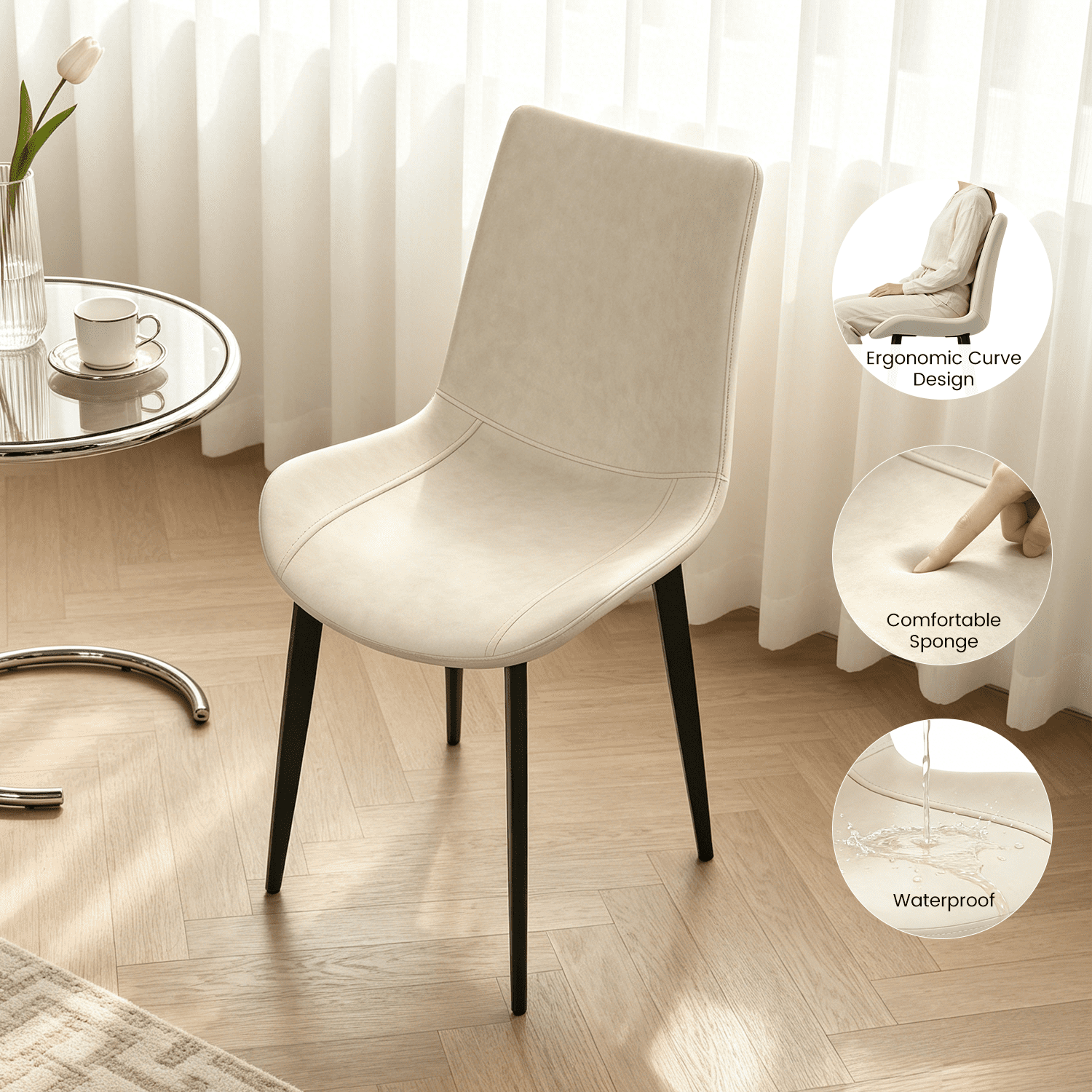 Small Round Dining Table for 2-4 People, 31.7 Modern Round Kitchen Table, Space-Saving Table for Living Dining Room, Coffee ,Apartment